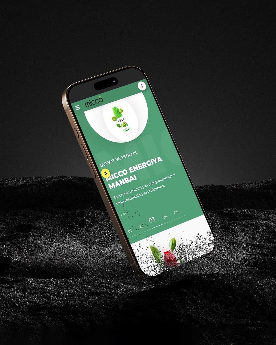 Micco Drinks — branding and 3D product site