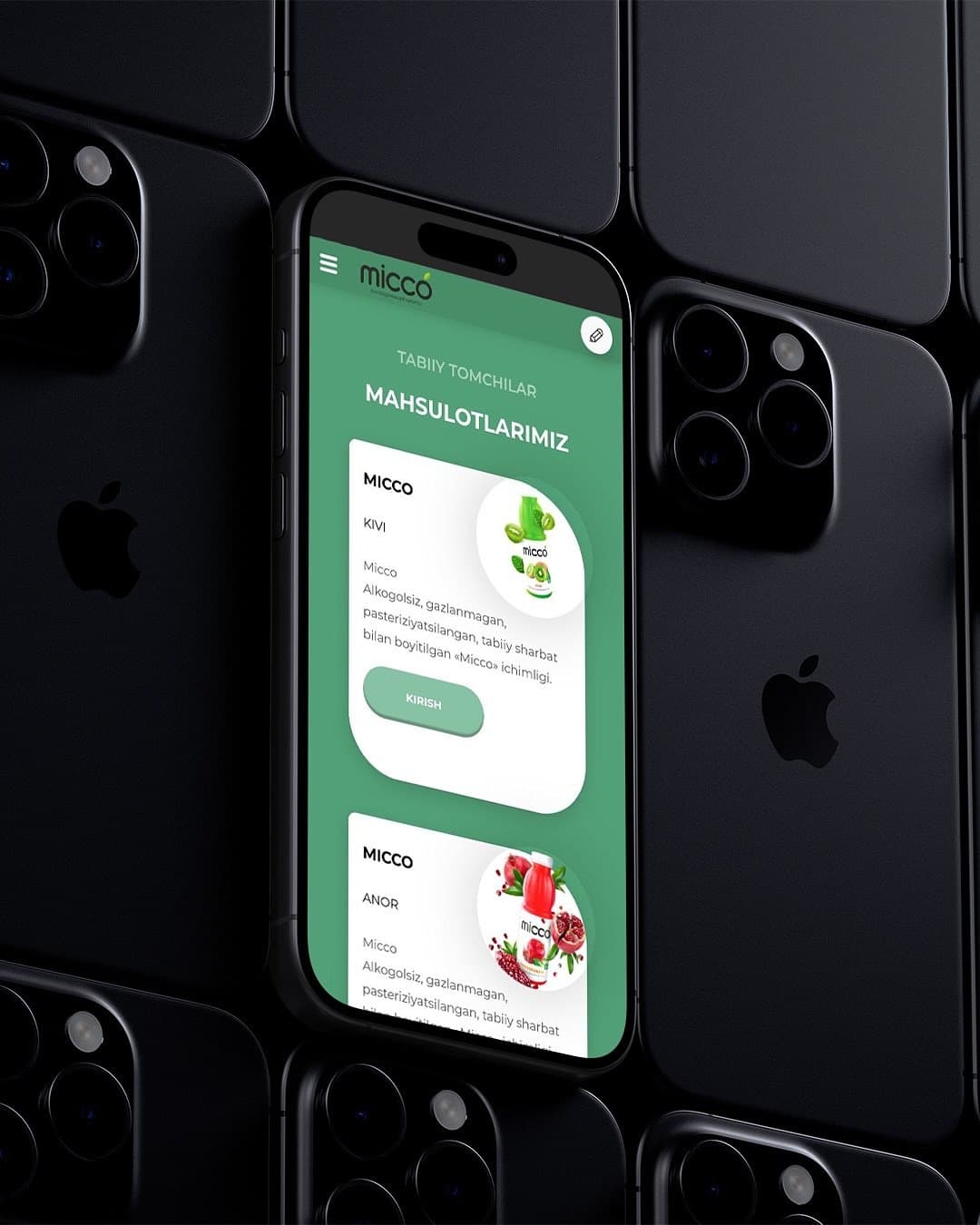 Micco Drinks — branding and 3D product site — 2